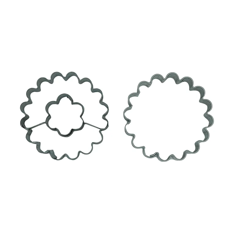 Linzer Ausstechformen Set Kreis gezackt mit Blume +Kreis gezackt – Bild 1